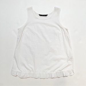 Zara Basics White Ruffle Hem Sleeveless Tank top blouse shirt Sz s plain white